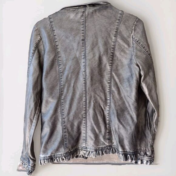 Outerwear by Lisa Jacket Gold Metallic W Black Distressed Finish Vegan Leather - Picture 10 of 14